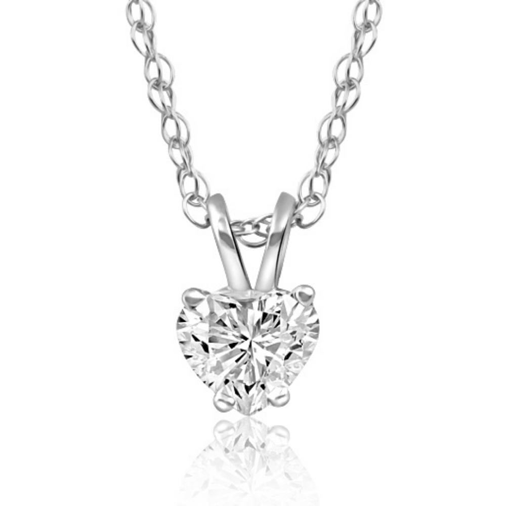 1/2 Ct Heart Shaped Diamond Solitaire Necklace 14k Pendant Lab Grown