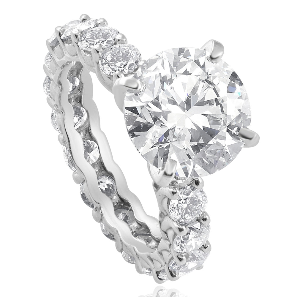 7Ct Diamond Eternity Engagement Ring Lab Grown 14k White Gold