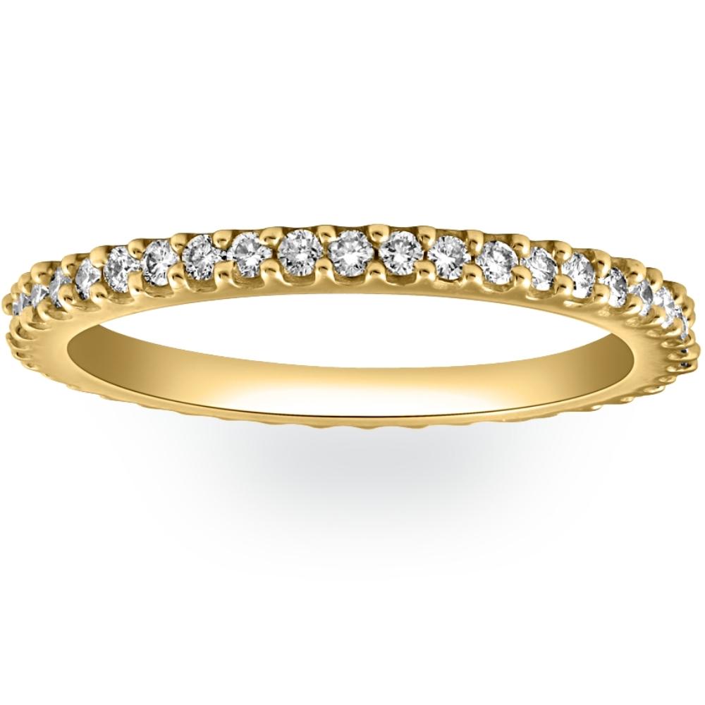 1/2 ct Diamond Eternity Ring Prong Stackable Wedding Band 14k Yellow Gold