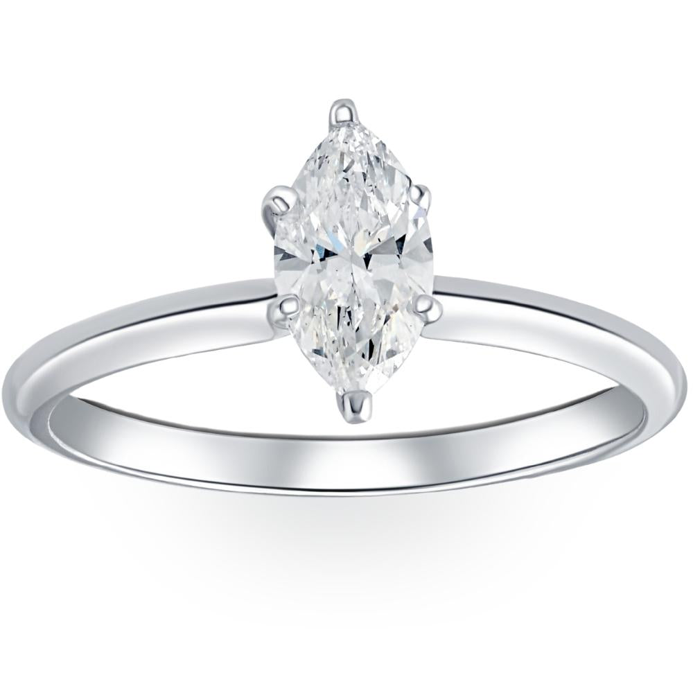 Platinum .72Ct Marquise Natural Certified Diamond Solitaire Engagement Ring