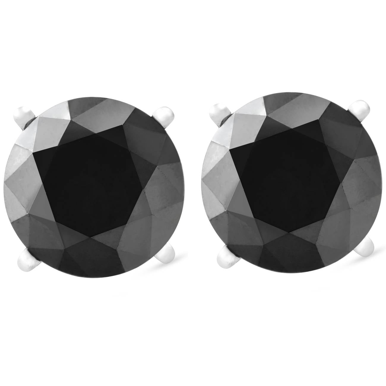 14k White Gold 1ct Round Cut Black Diamond Studs