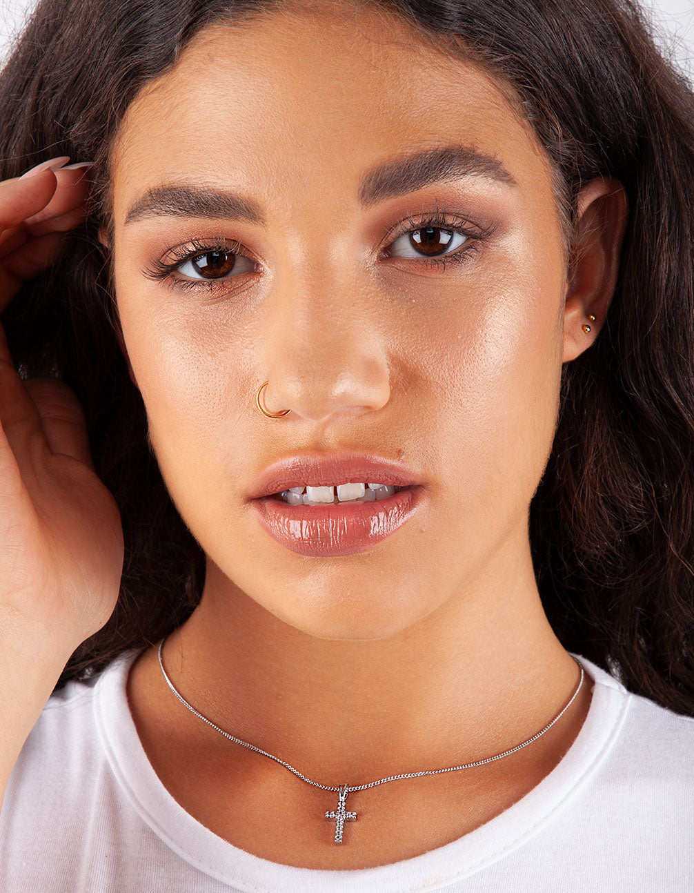 Diamond Simulant Pave Cross Necklace