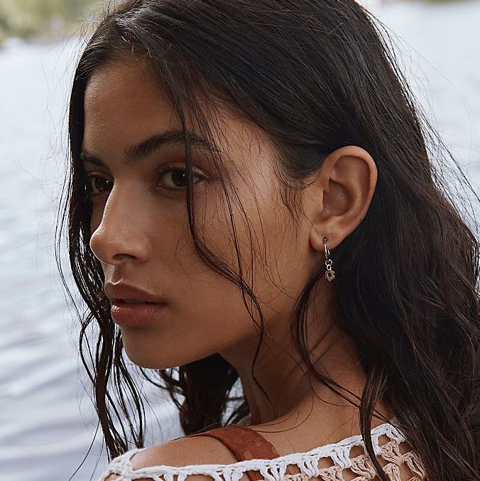 Kaia Hoop Earrings Silver Flower