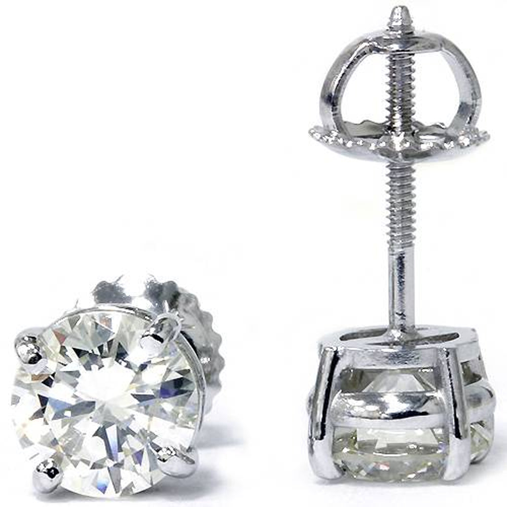 1.40ct Diamond Studs 14K White Gold Screw Back