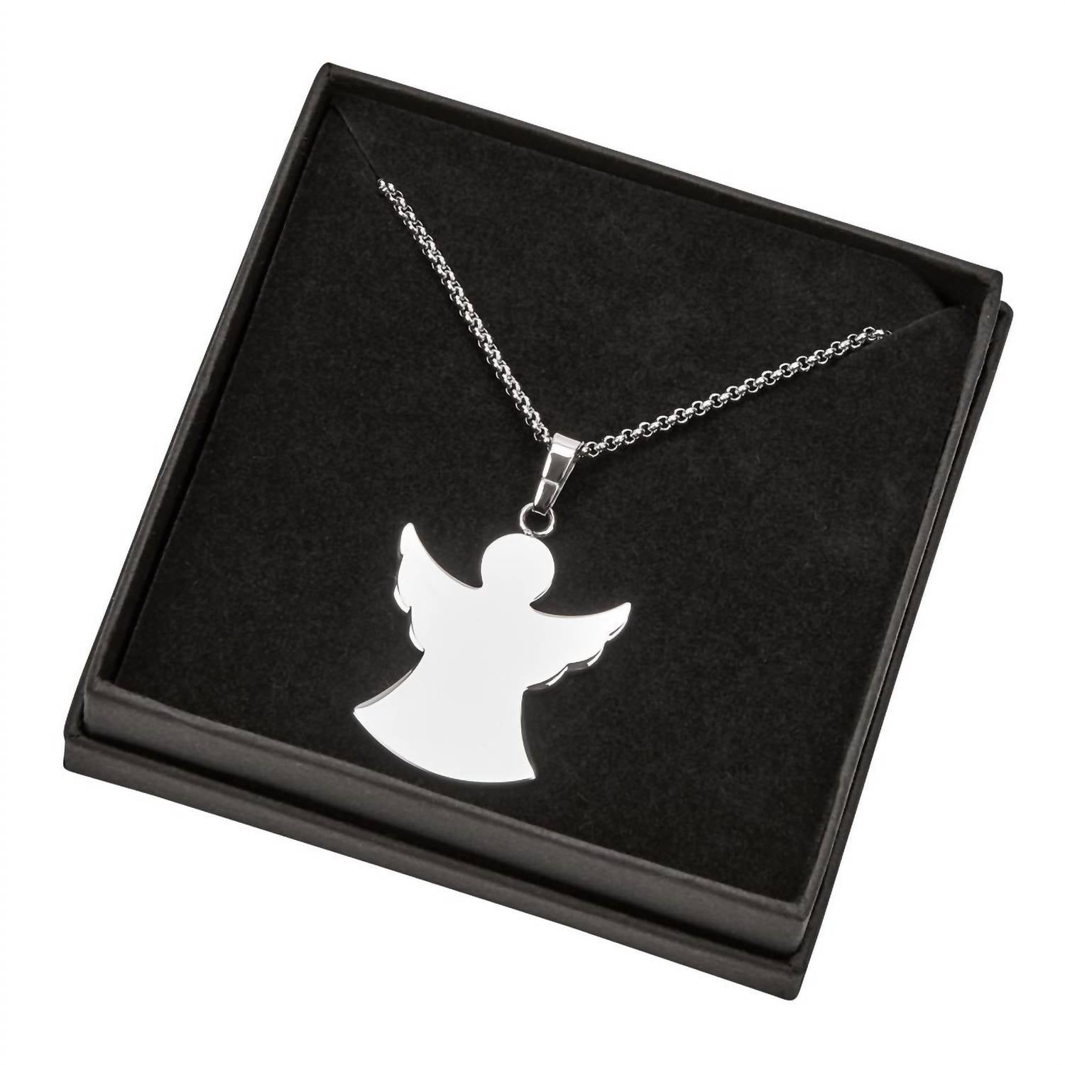 Stainless Steel Angel Necklace In Silver