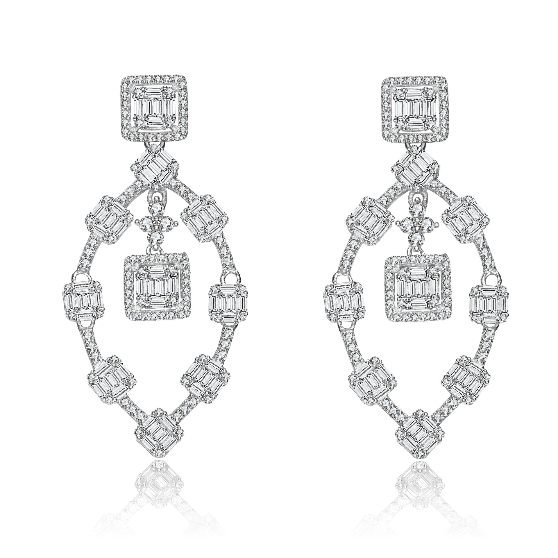 Sterling Silver Ring Of Cubic Zirconia Earrings