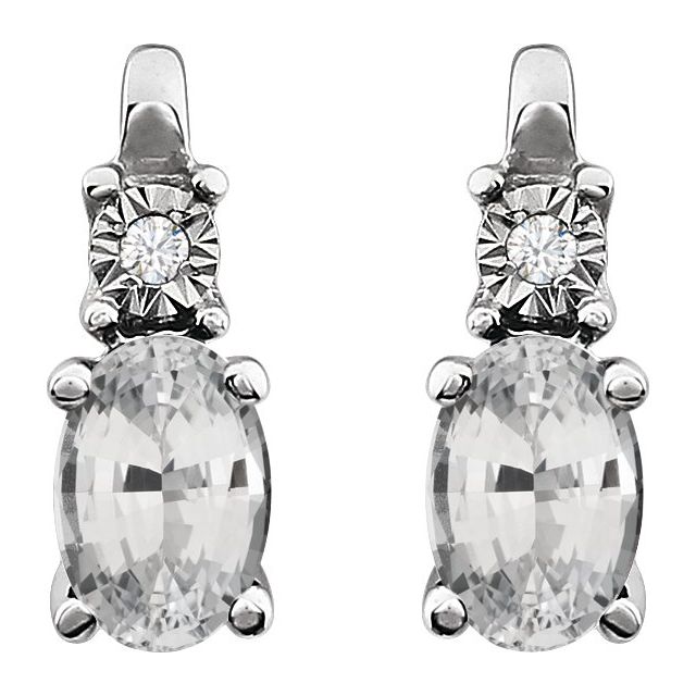 0.02Ct Lab-grown and Natural Diamond Earrings in 14K White Gold