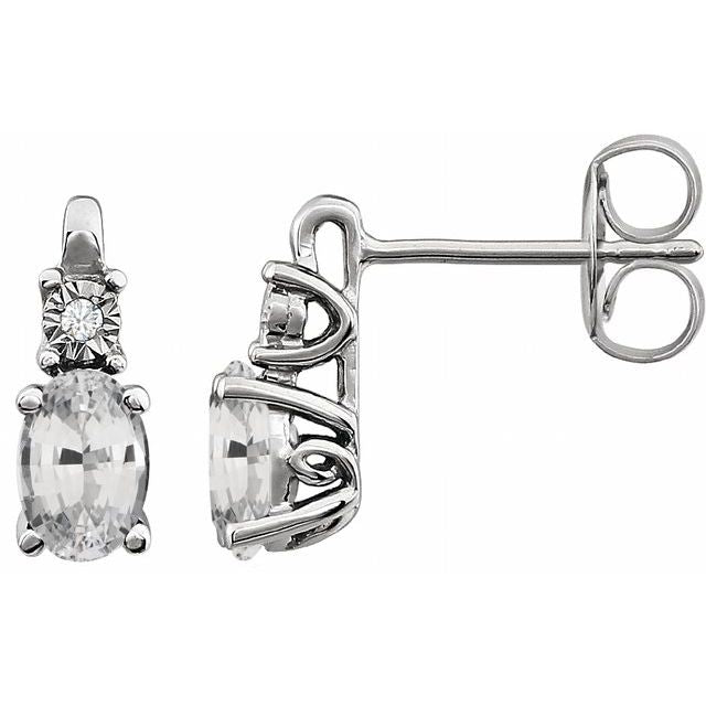 0.02Ct Lab-grown and Natural Diamond Earrings in 14K White Gold