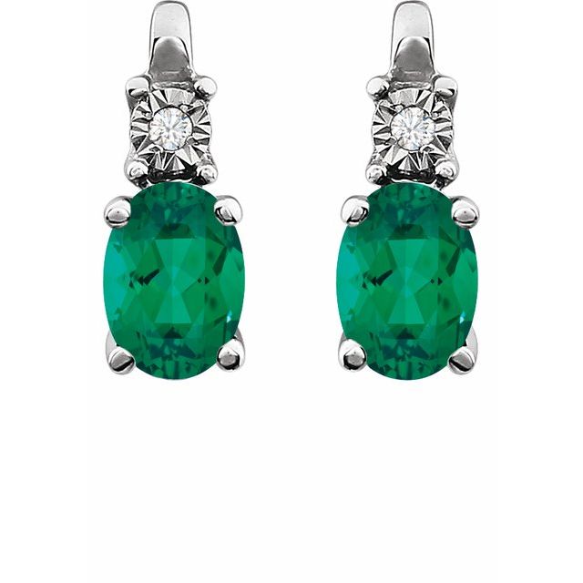 0.02Ct Emerald-Cut Lab-grown and Natural Diamond Earrings in 14K White Gold