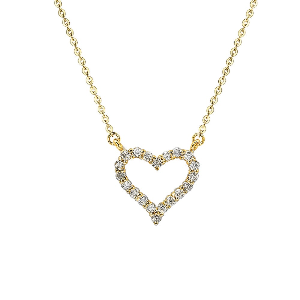 Suzy Levian 14K Yellow Gold 0.25 ctw Diamond Heart Necklace
