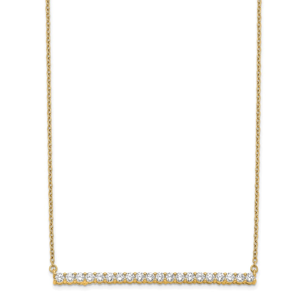14K Gold 1 CT Lab Grown Diamond Bar Pendant Necklace Clarity VS Color G-H