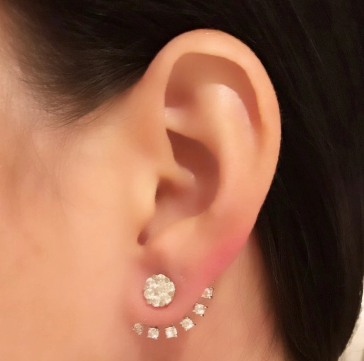 Diamond Ear Jackets (Large) Yellow Gold