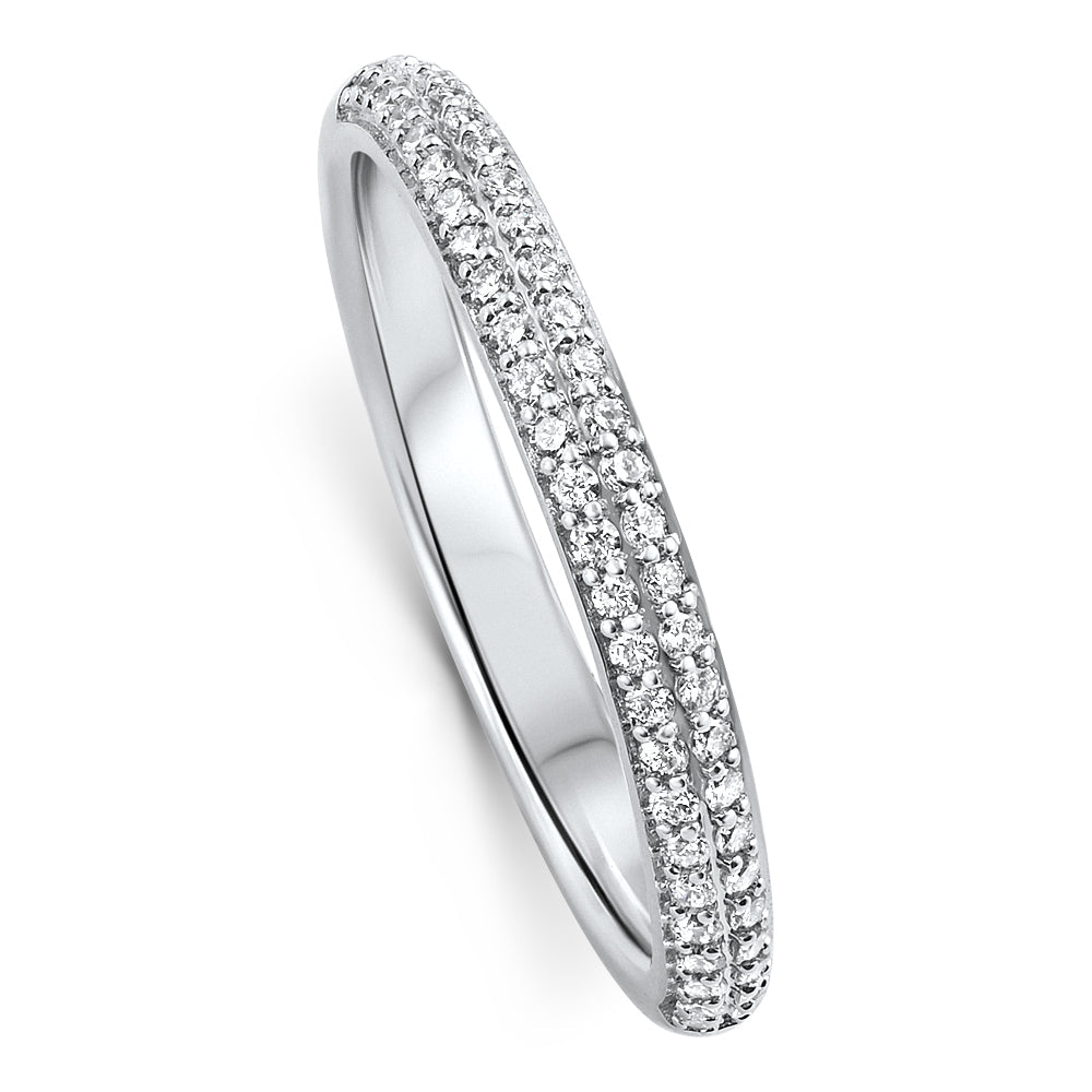 1/4Ct Diamond Micro Pave Wedding Ring Stackable Band 14k Gold Lab Grown