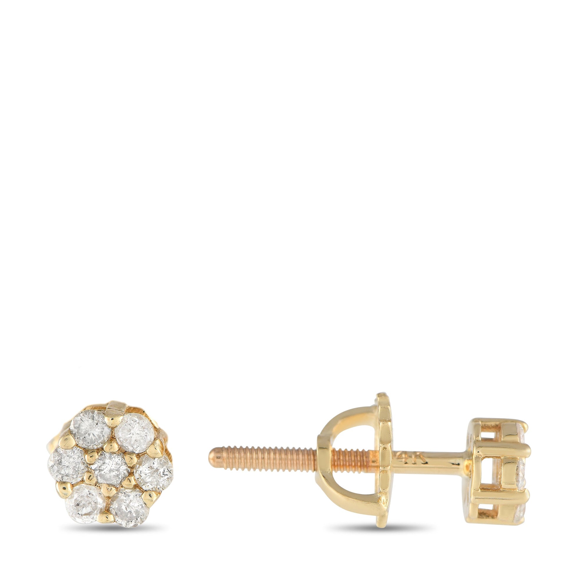 LB Exclusive 14K Yellow Gold 0.25ct Diamond Cluster Stud Earrings
