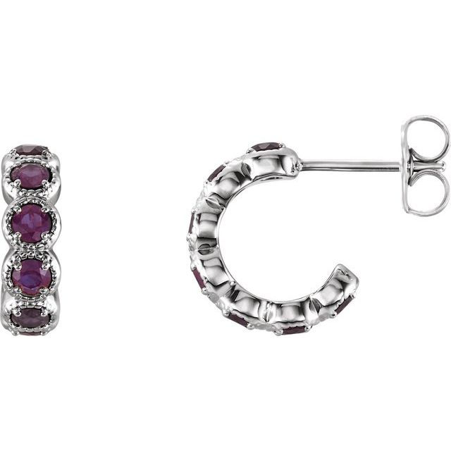 Lab-grown Diamond Hoop Earrings in 14K White Gold