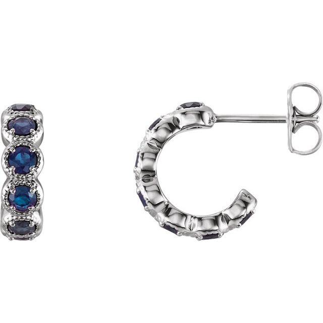Lab-grown Diamond Hoop Earrings in 14K White Gold