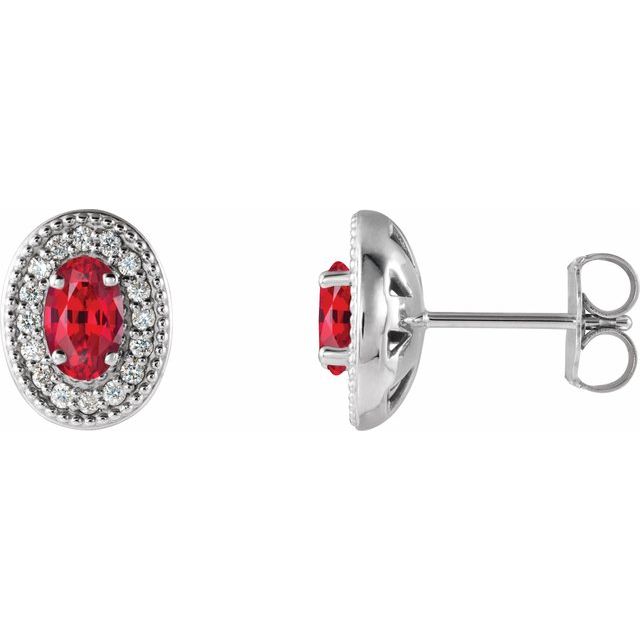1.8Ct Lab-grown and Natural Diamond Halo Earrings in 14K White Gold