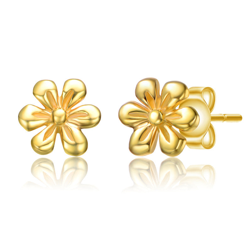 Sterling Silver 14k Gold Plated Daisy Flower Stud Earrings