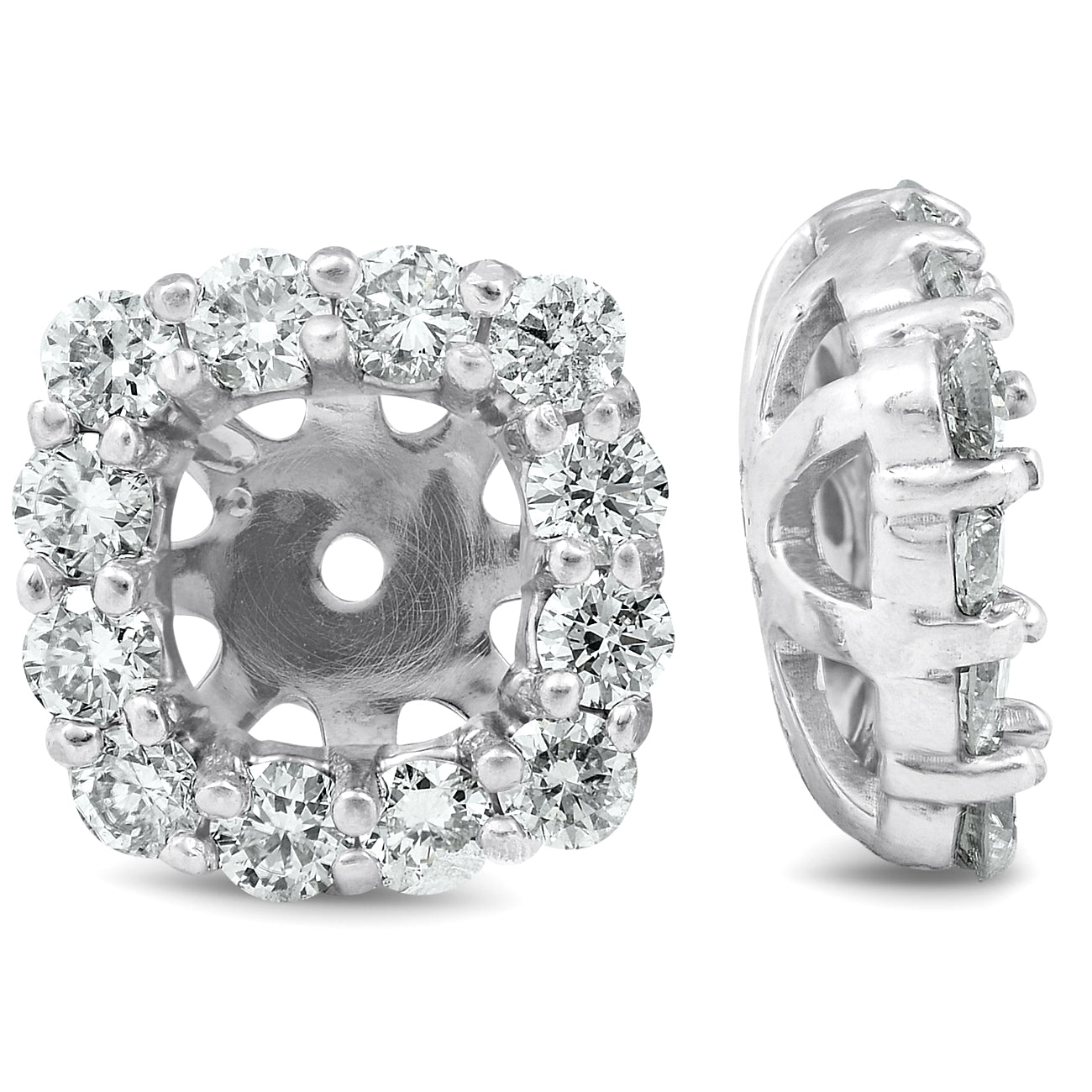 3/4 Ct Diamond Stud Earring Cushion Halo Jackets 14k White Gold (5-5.5mm)