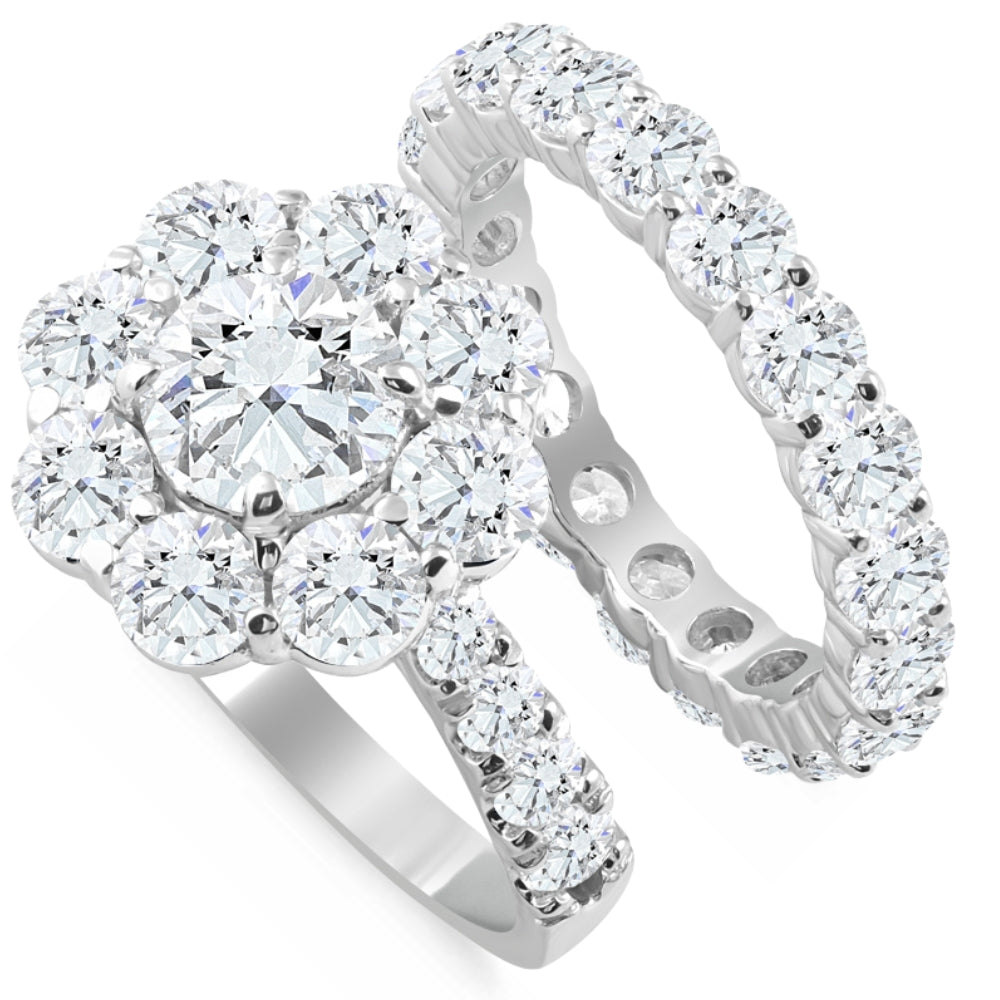 6 1/2 ct TW Round Diamond Engagement Wedding Ring Set 14k White Gold Lab Grown