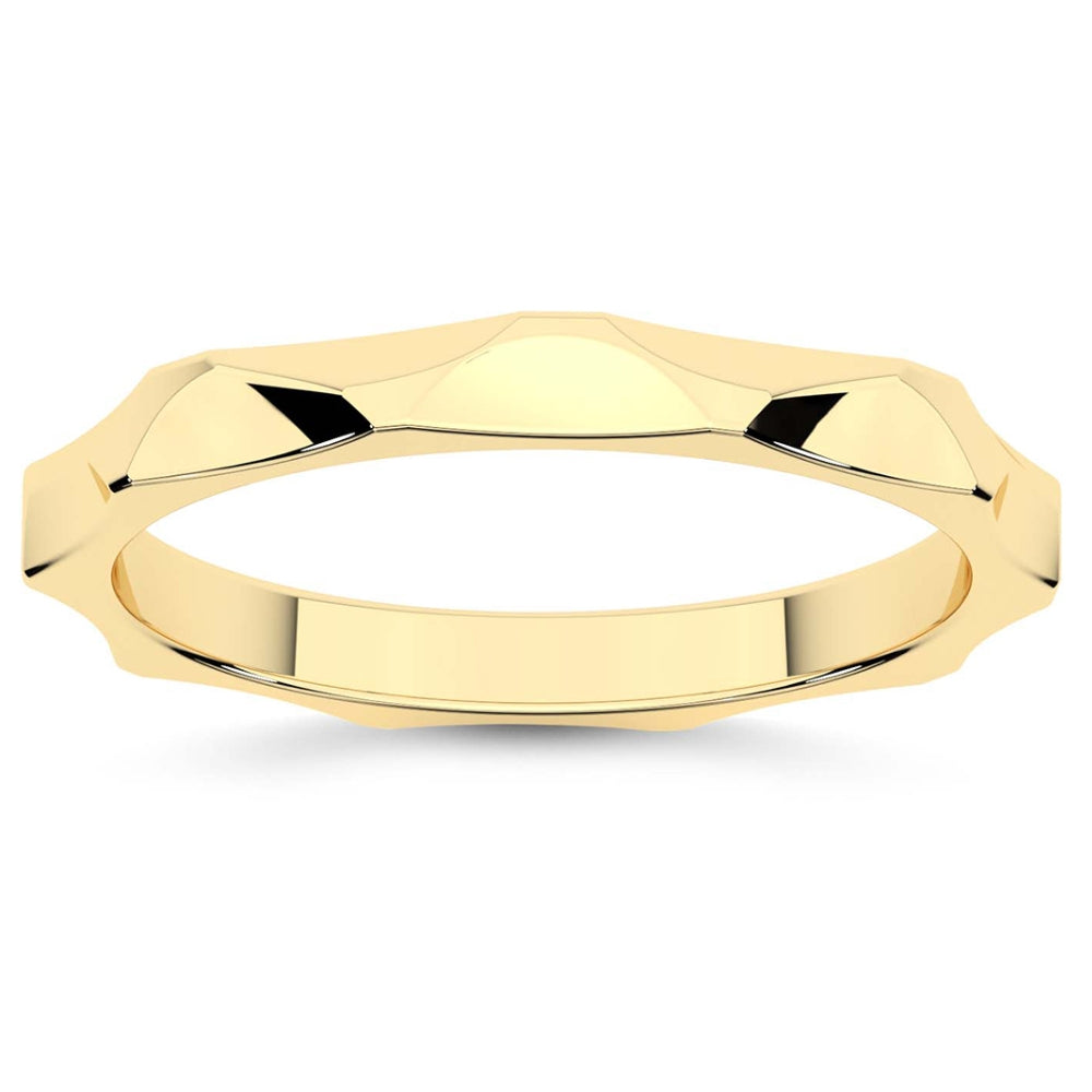 14k Gold Geometric Stackable Wedding Band Women's Anniversary Ring