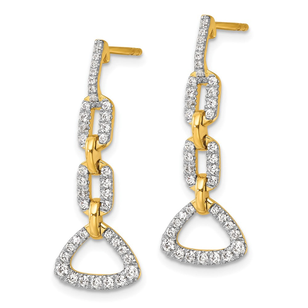 14k Yellow Gold 2/3 CT Lab Grown Diamond Fancy Dangle Earrings VS Clarity G-H Color
