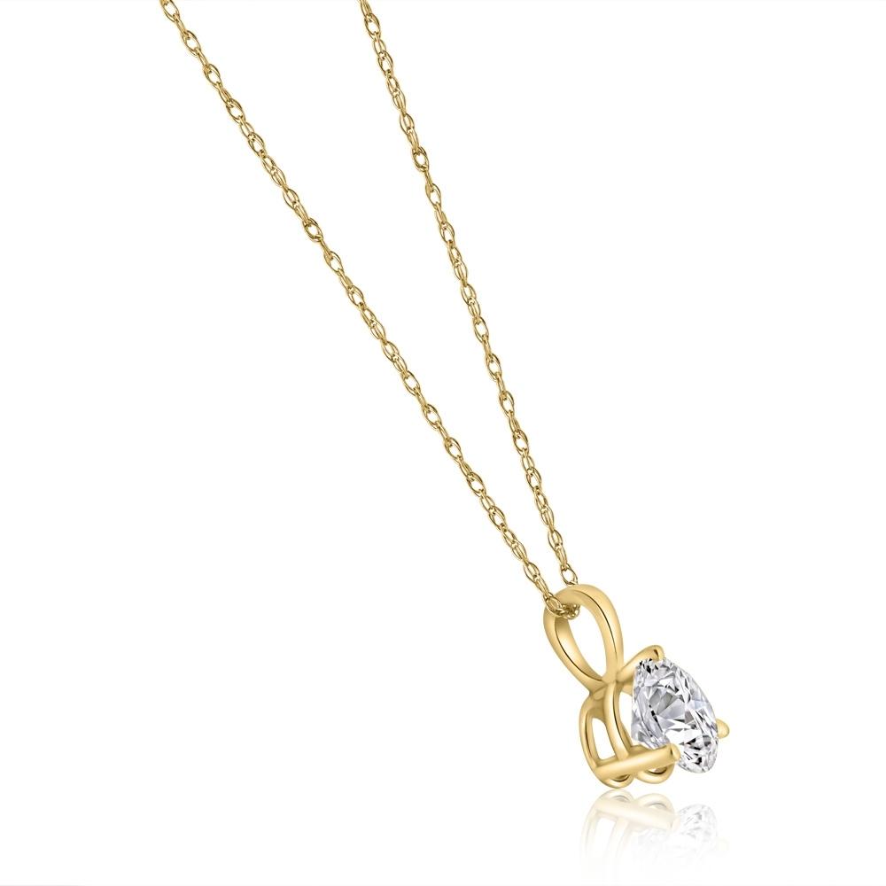 1/3Ct Diamond Solitaire Pendant Lab Grown 14k Yellow Gold 3-Prong Necklace