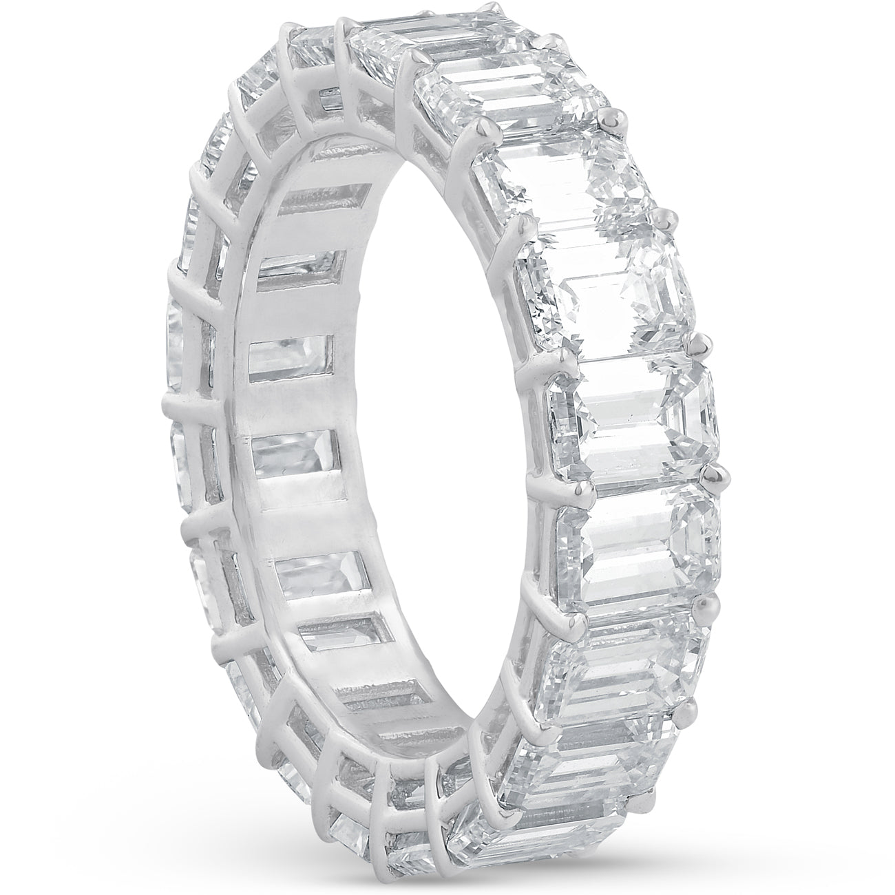 7ct Emerald Cut Diamond Platinum Eternity Ring