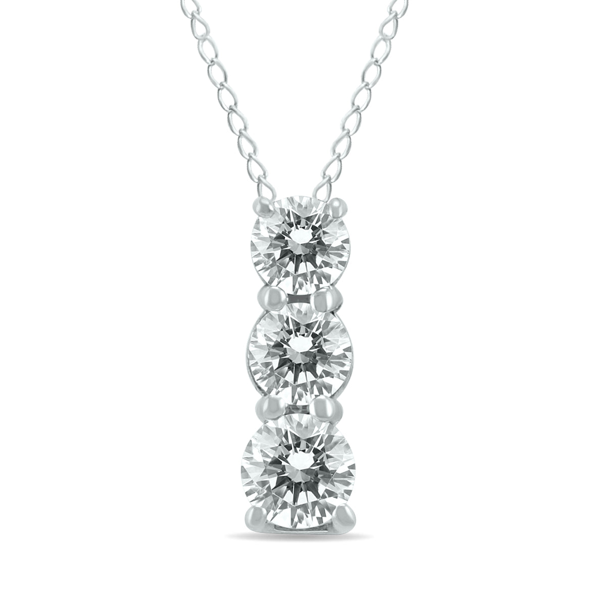 1/4 Carat TW Diamond Three Stone Pendant In 14K White Gold