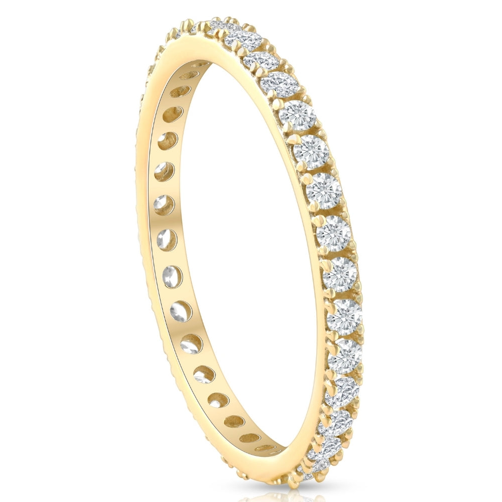 1/2 Ct Diamond Eternity Ring 10k Yellow Gold Womens Stackable Anniversary Band