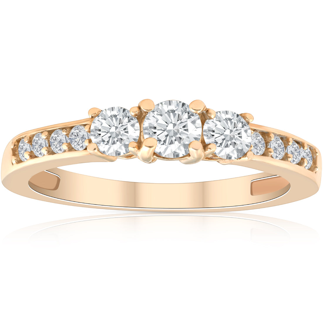 1/2 CT Diamond Three Stone Ring 14K Yellow Gold