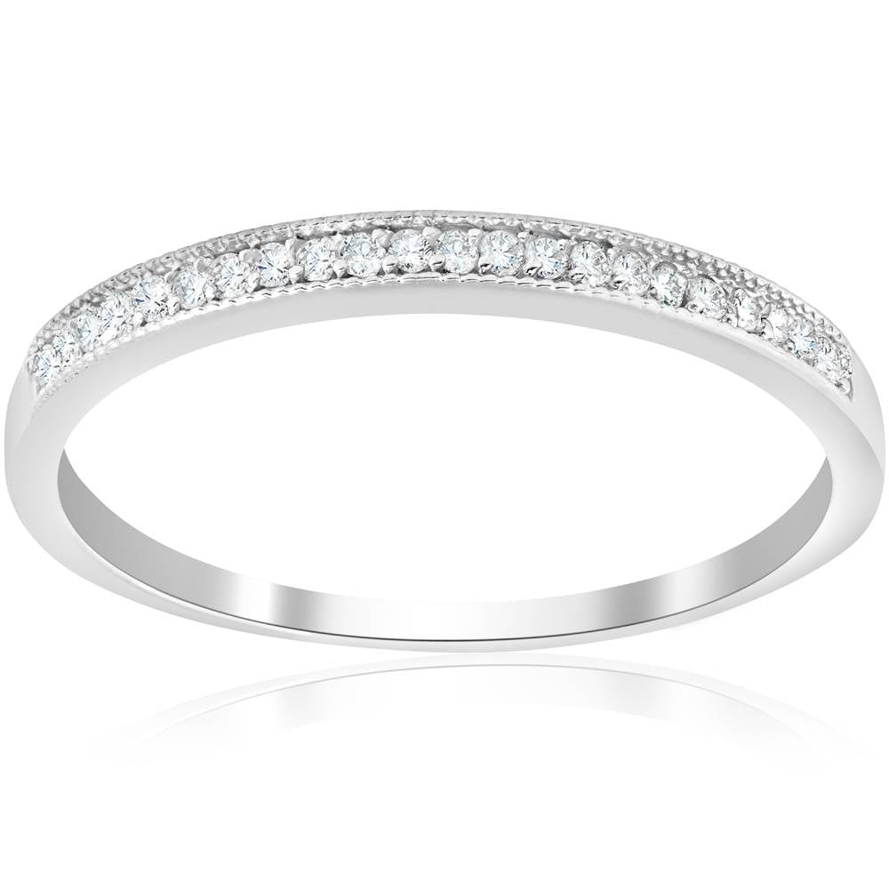 1/8 ct Diamond Wedding Ring 10K White Gold