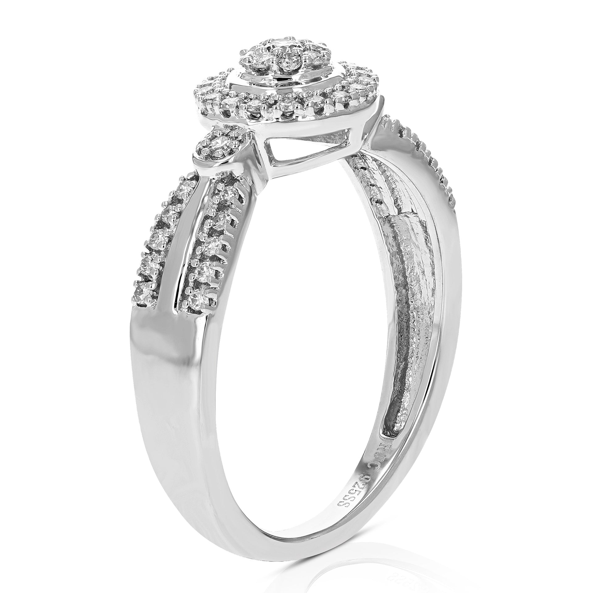 1/4 cttw Round Cut Lab Grown Diamond Engagement Ring .925 Sterling Silver Prong Set