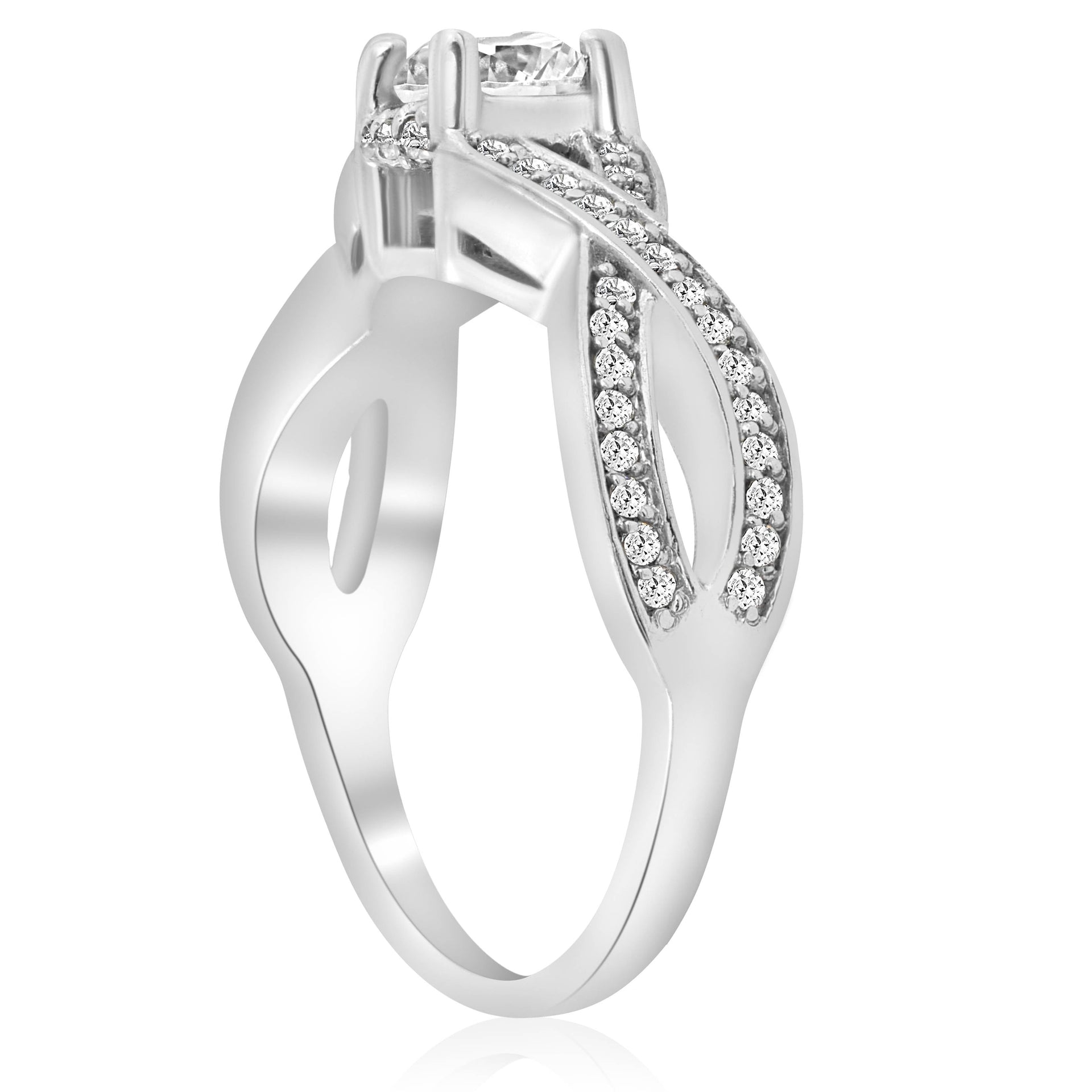 1 ct Diamond Infinity Twist Engagement Ring 1/2 CT Center Stone 14K White Gold