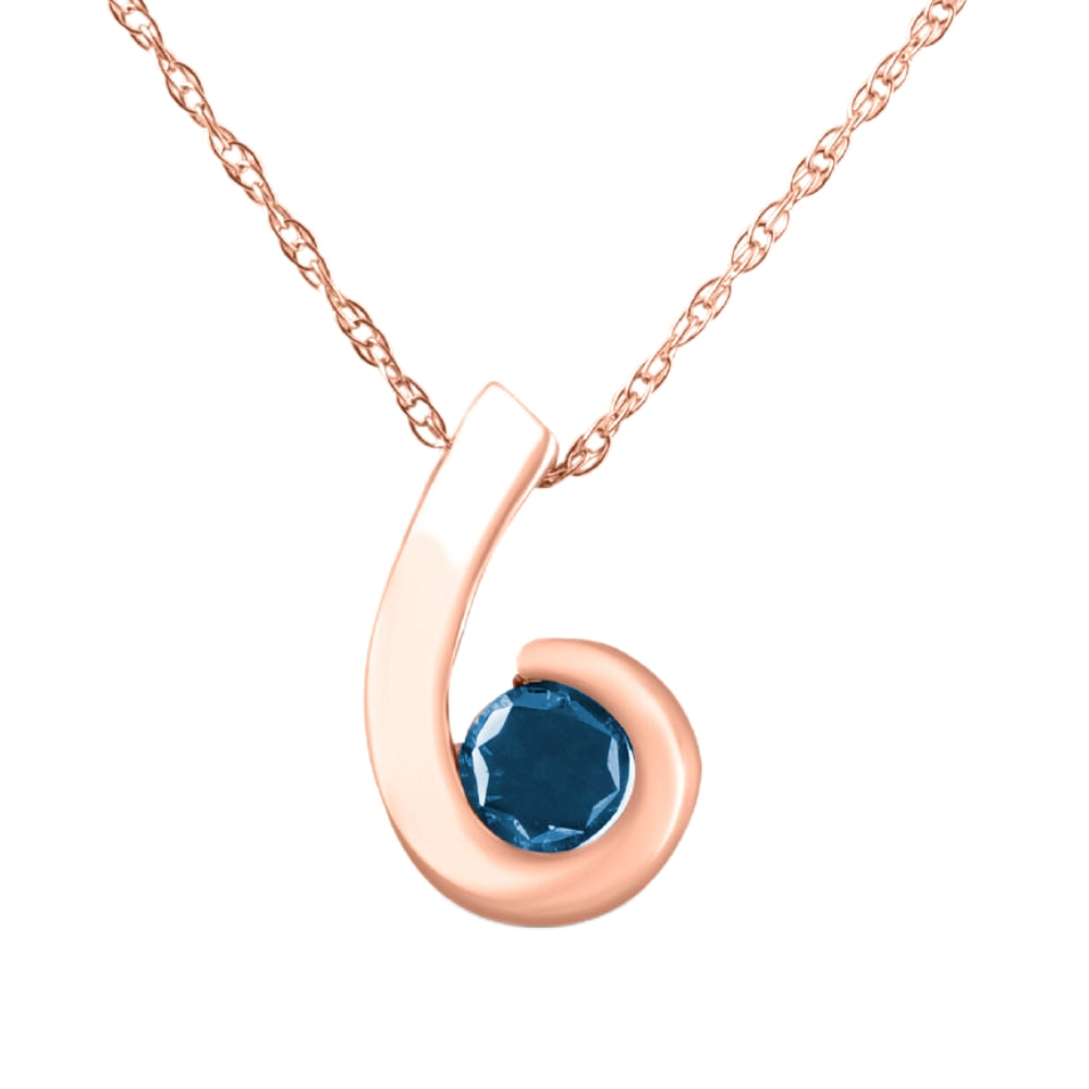 14K Rose Gold 1/4ct Blue Diamond Solitaire Pendant