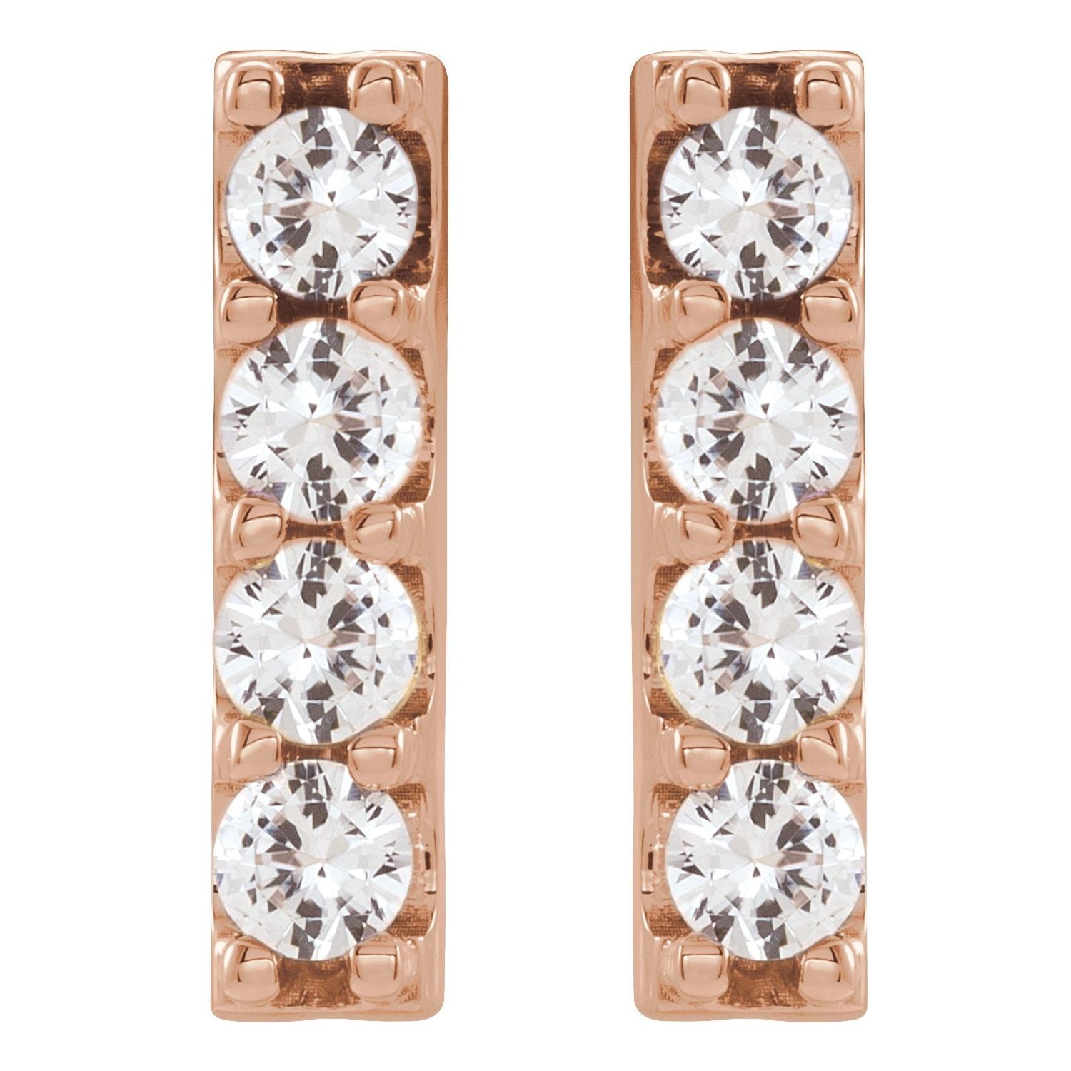 14K Gold 1/2ct Lab-grown Diamond Bar Stud Earrings Clarity SI Color G-H