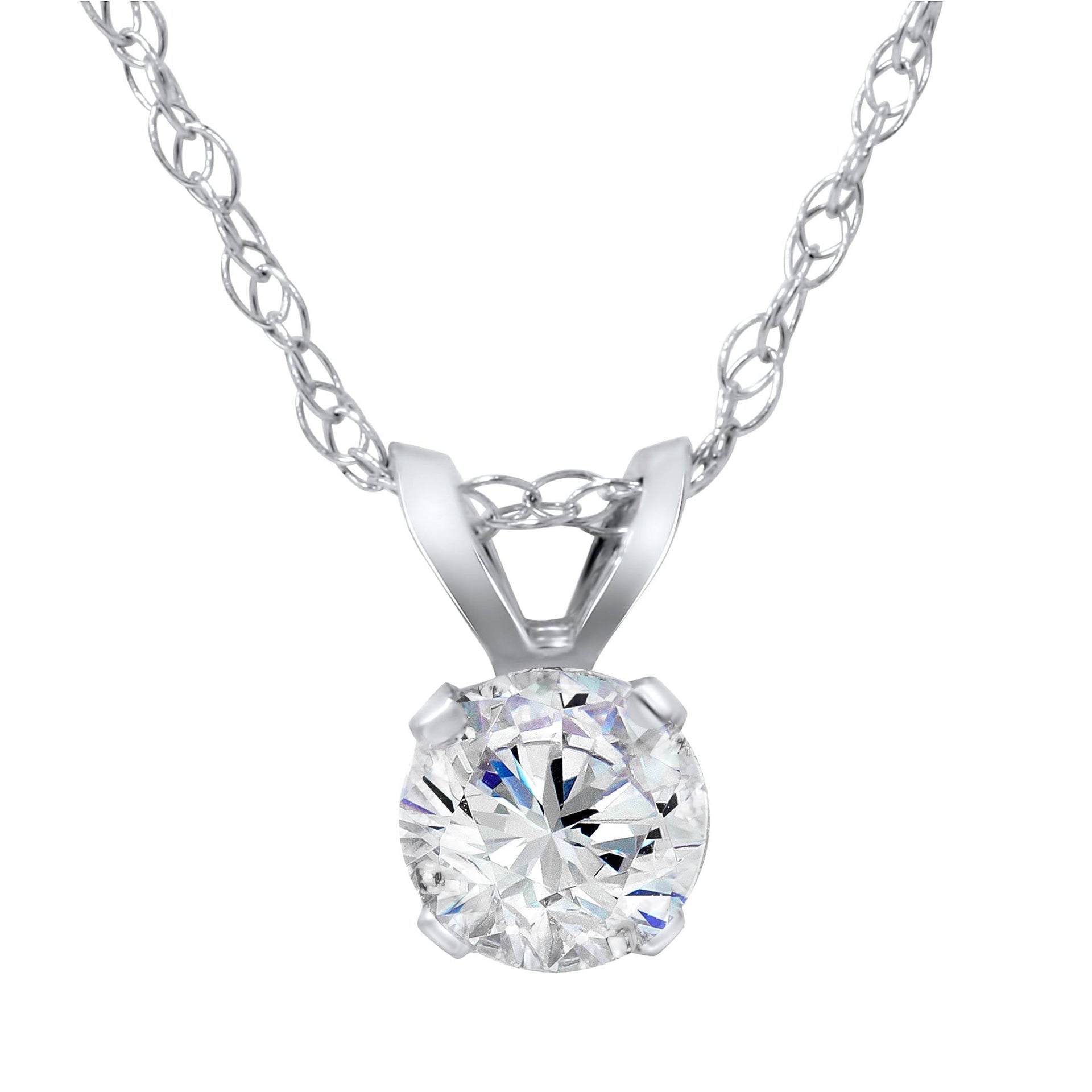 5/8 ct Round Diamond Solitaire Pendant 14K White Gold