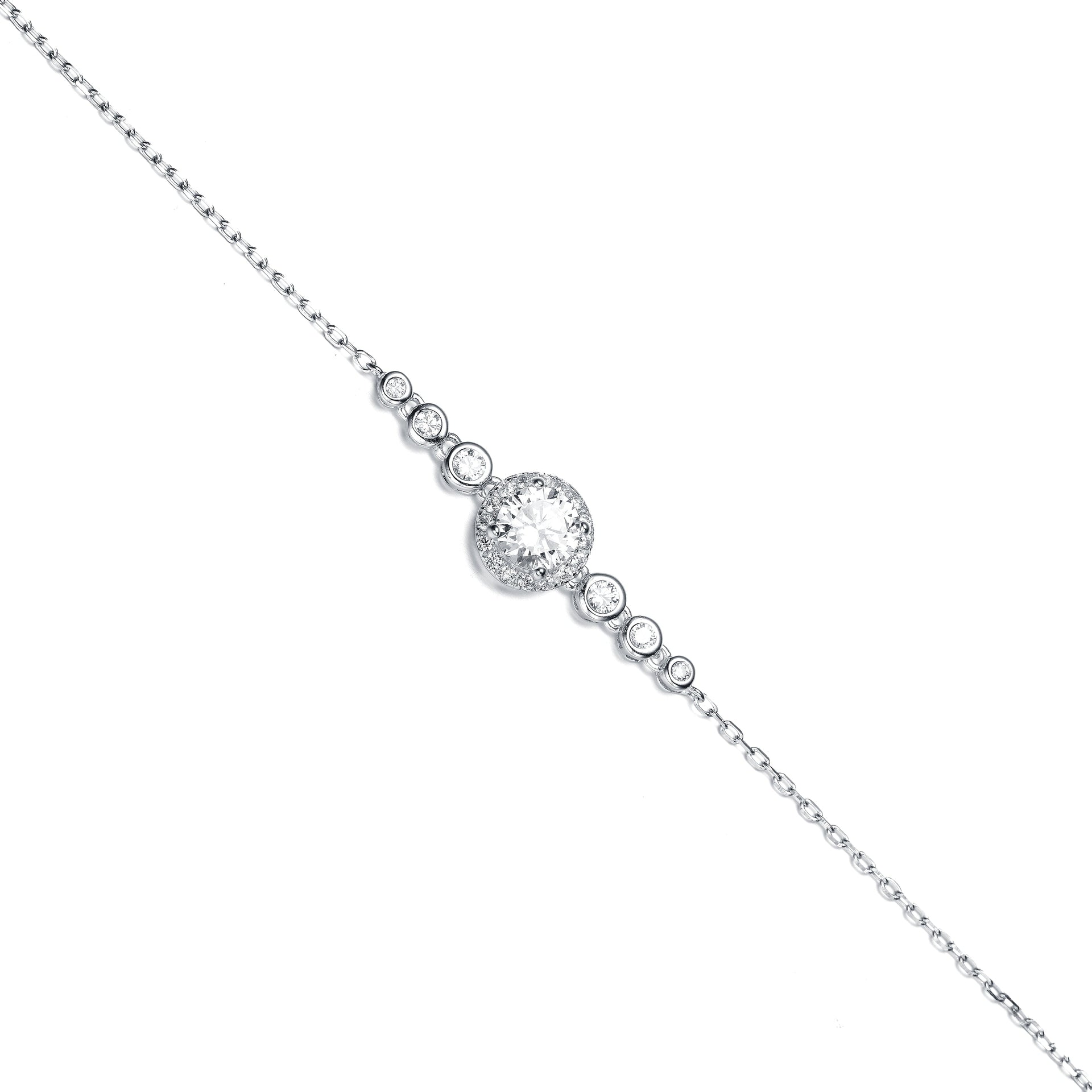 Sterling Silver Cubic Zirconia Adjustable Bracelet