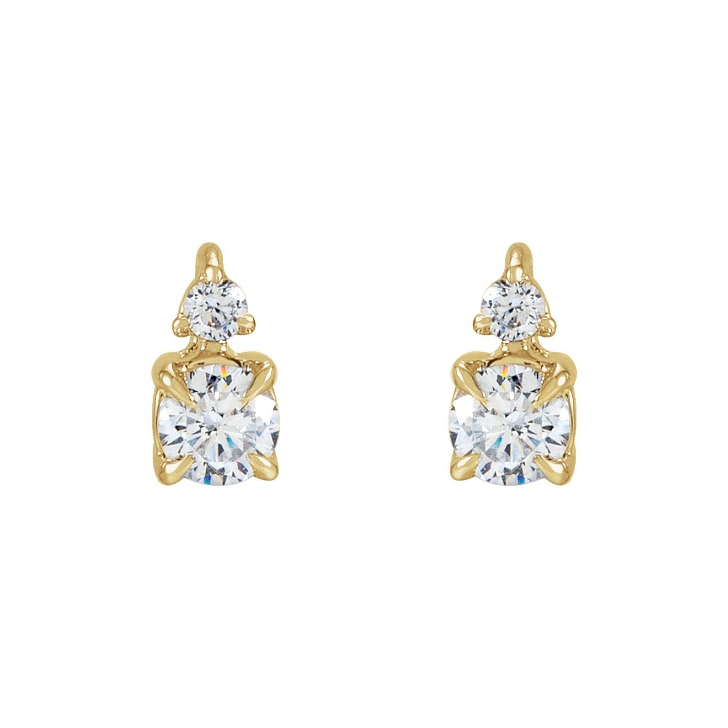 14K Gold 1/2ct Lab-grown Diamond Earrings Clarity SI Color G-H