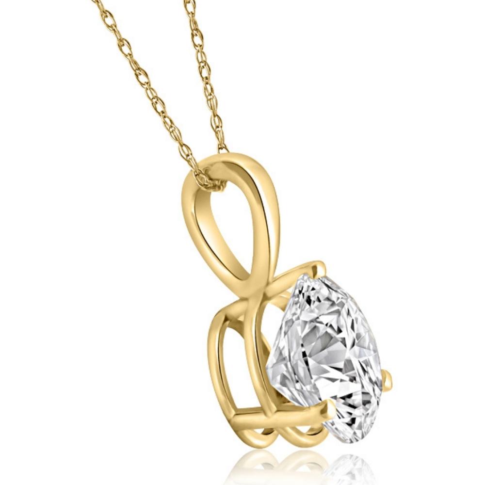 Certified 2.40Ct Pear Solitaire Lab Grown Diamond Pendant 14k Gold Necklace