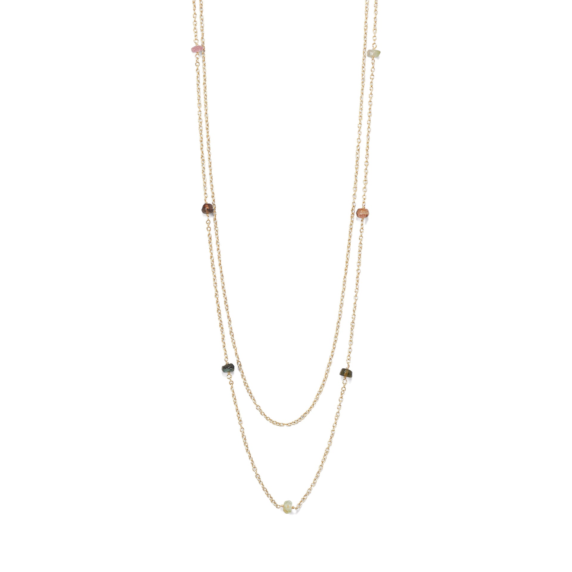 18K Gold Multi Tourmaline Necklace