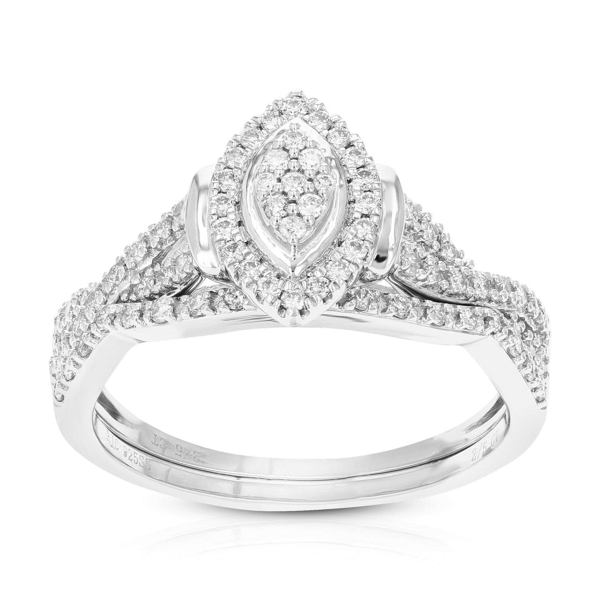 2/5 cttw Round Lab Grown Diamond Bridal Set .925 Sterling Silver Prong Set
