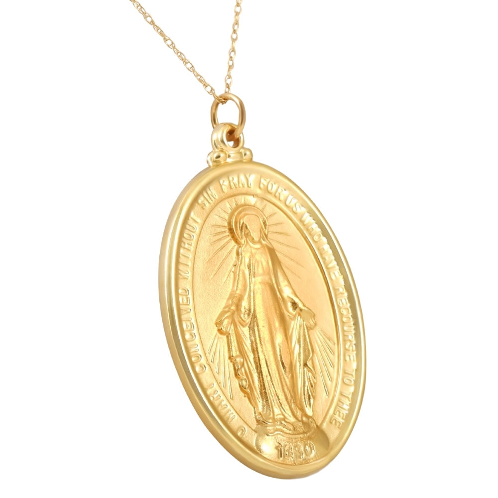 14k Yellow Gold St. Mary Medal Pendant 1.5' Tall 10 Grams