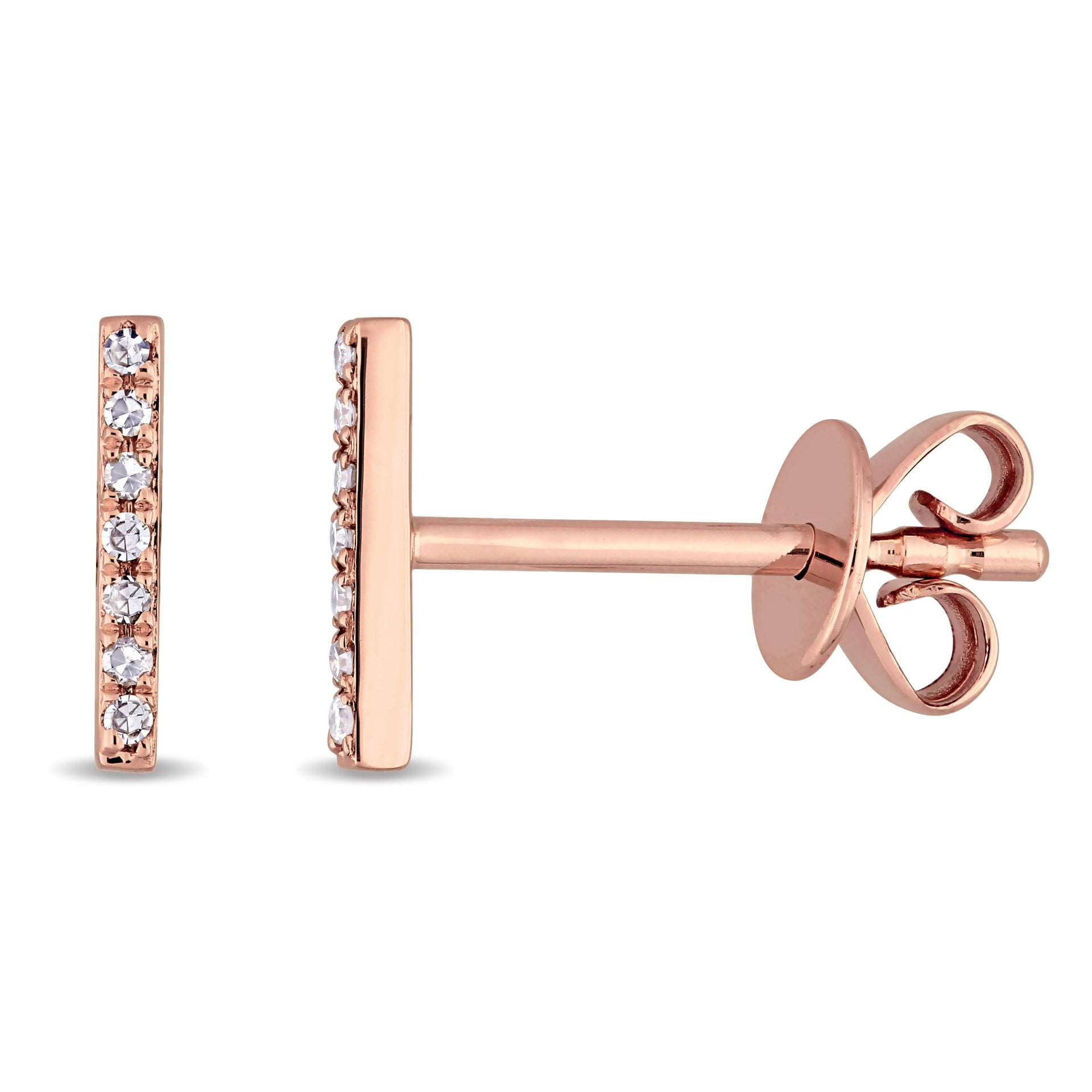 Diamond Bar Earring in 14K Rose Gold