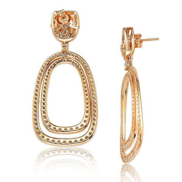 Suzy Levian Rose Sterling Silver Cubic Zirconia Earrings