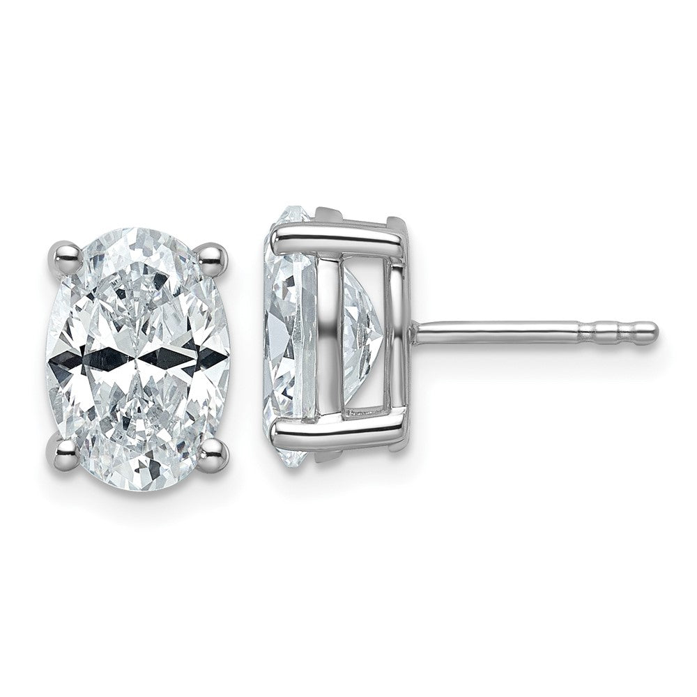 14k White Gold 4 CT Oval Lab Grown Diamond Stud Earrings VS Clarity D-E Color
