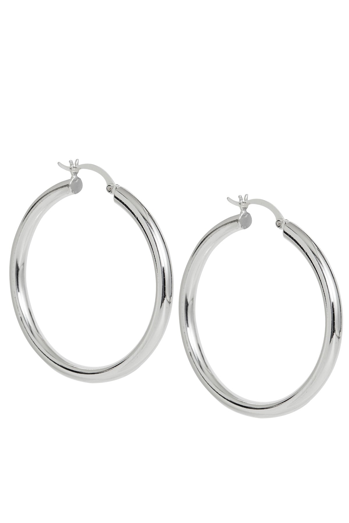 Rhod. Plated Chubby Large Hoop Earrings