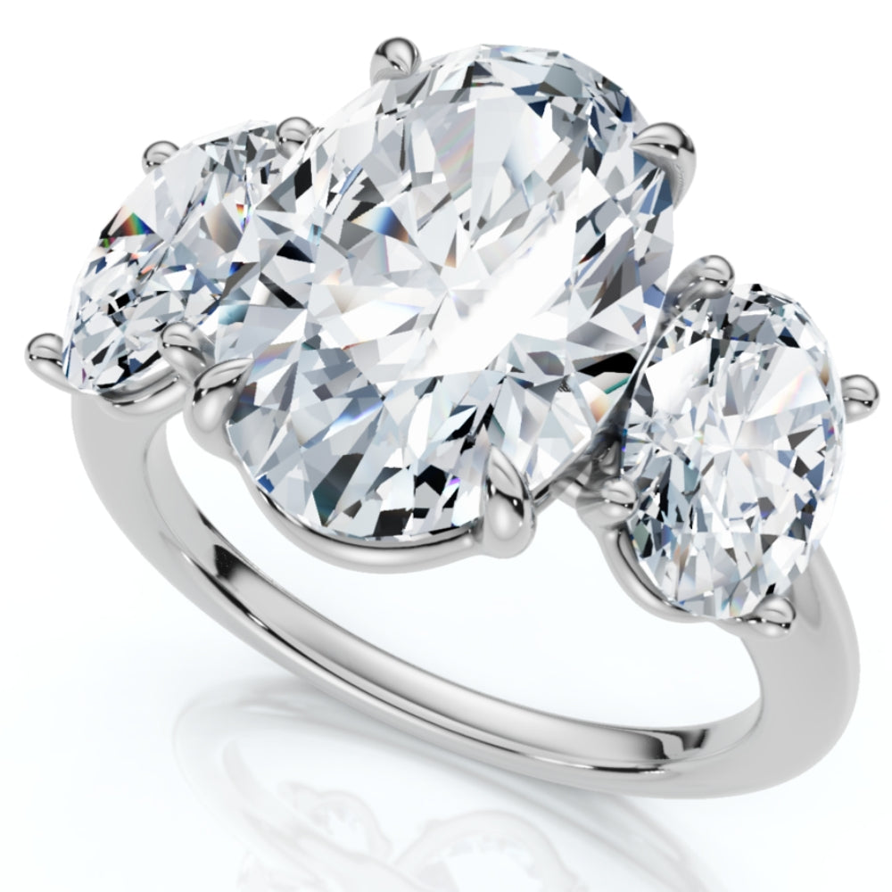 Certified 6ct Three Stone Oval Diamond Anniversary Engagement Ring Lab Grown 14k