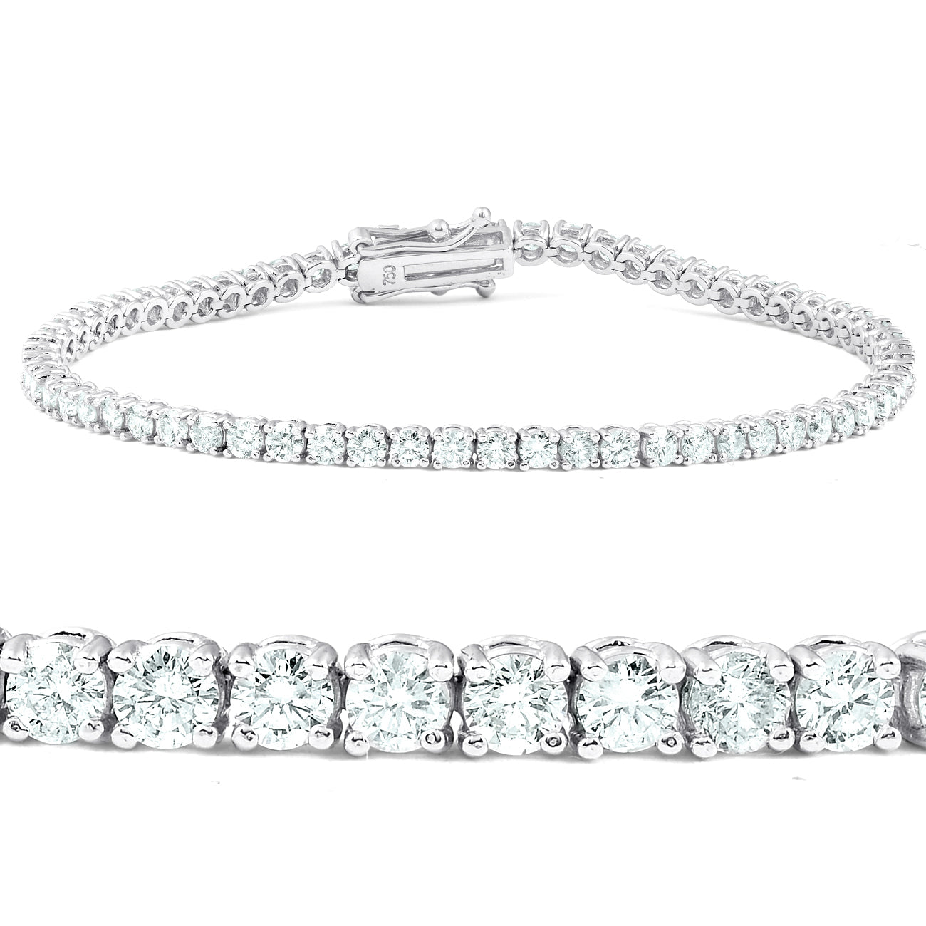 F/SI 4.28 Ct Diamond Tennis Bracelet 14k White Gold 7'