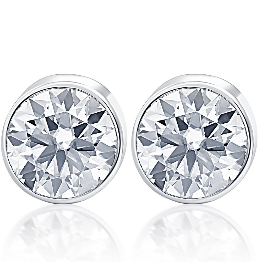 .40Ct Round Brilliant Cut Natural Quality SI1-SI2 Diamond Stud Earrings in 14K Gold Round Bezel Setting